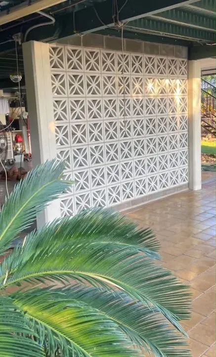 A breeze-block screen wall built by Ash Huskisson Masonry