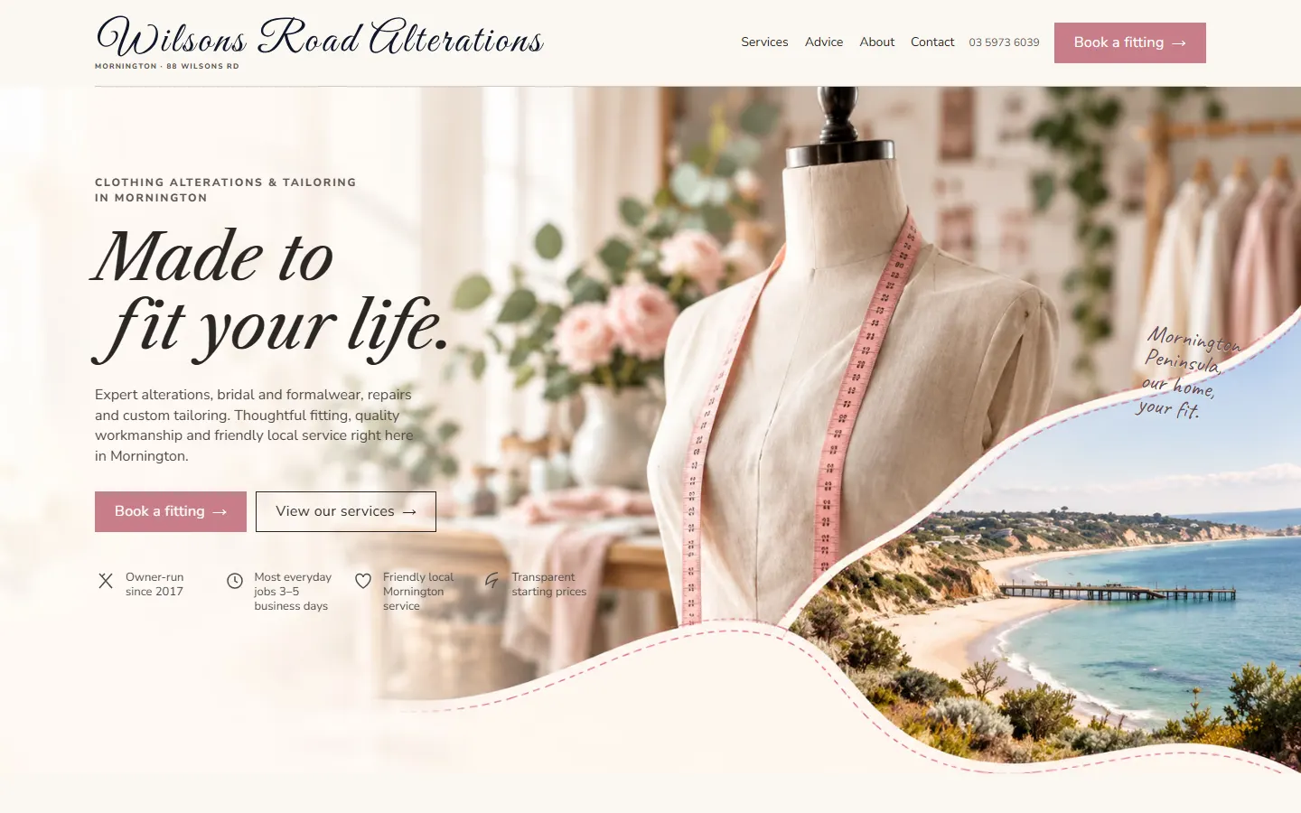 Wilsons Road Alterations’ new homepage